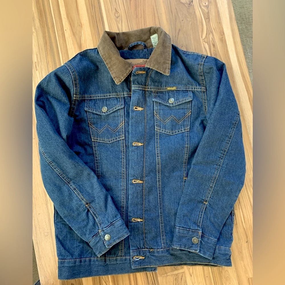 Wrangler Kids Jean Jacket - Dark Blue with Brown Collar